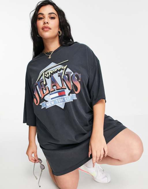 Tommy Jeans Plus Vintage T Shirt Dress In Black Asos
