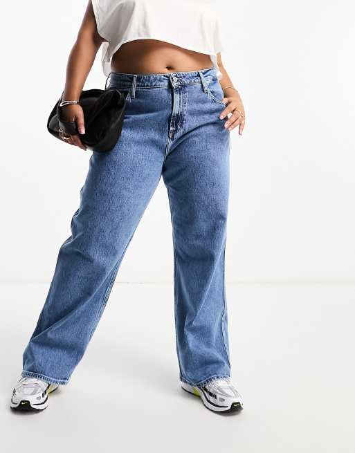 Tommy Jeans Plus wide leg jeans in midwash