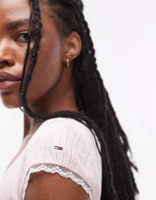 Tommy Jeans Pointelle Baby T-shirt In Pink