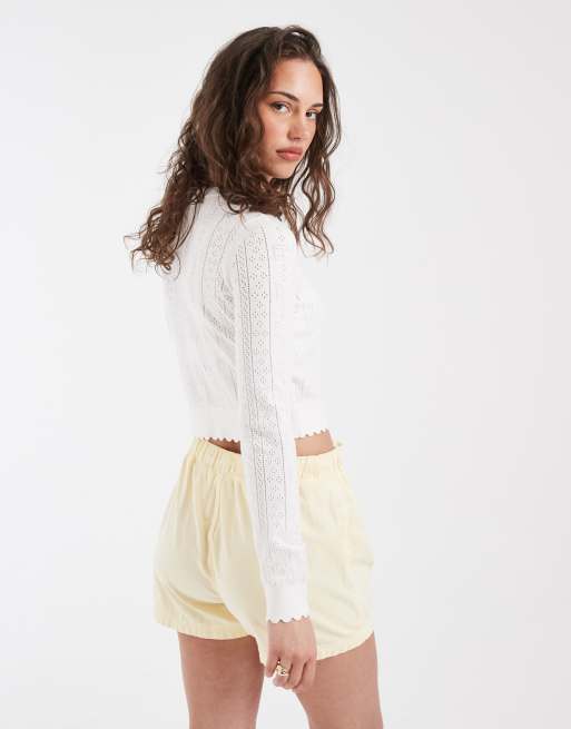 Tommy Jeans pointelle cardigan in white, 4 of 4