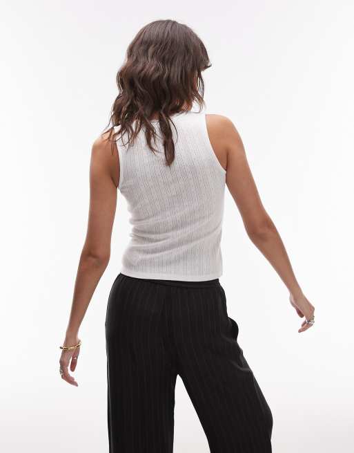 Tommy Jeans pointelle singlet in white