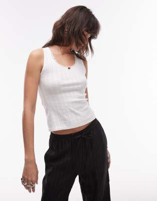 Tommy Jeans pointelle vest in white