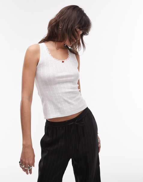 Tommy Jeans pointelle vest in white - view 1