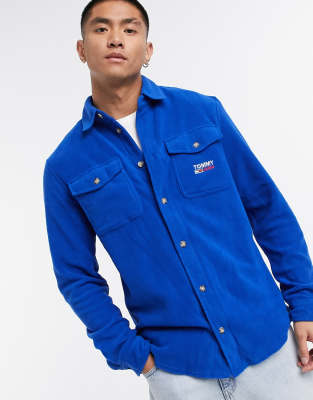 Tommy Jeans polar fleece shirt in blue 