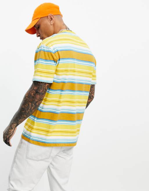 Tommy Jeans - Pollen-gul multistribet T-shirt med linært logo, 2 af 4
