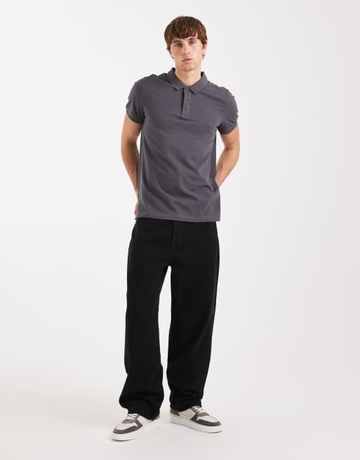 Tommy Jeans - Polo à manches courtes et fine patte de boutonnage - Noir délavé, 2 de 5