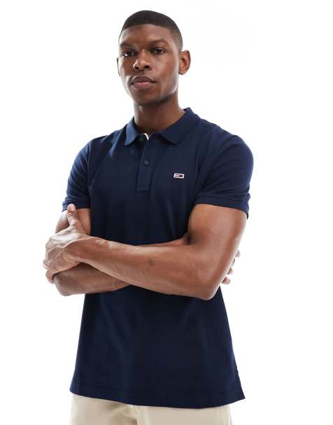 Tommy Jeans - Polo ajusté à patte de boutonnage - Bleu - view 1
