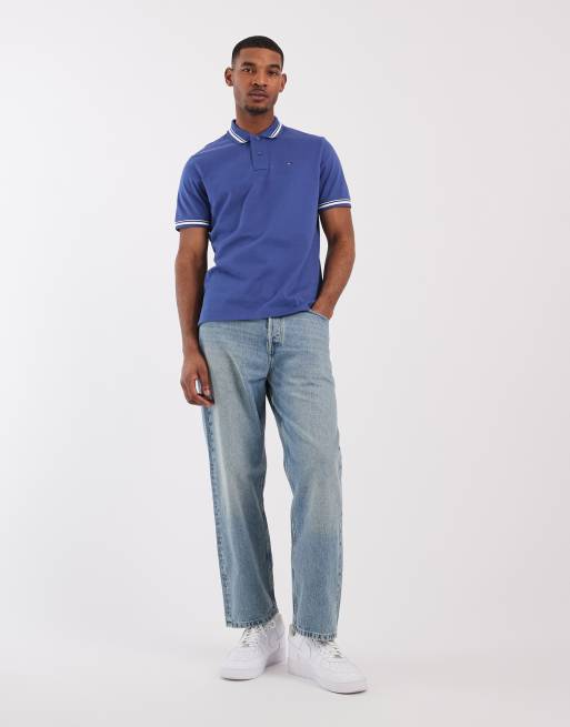 Tommy Jeans - Polo blu con righe a contrasto sul colletto, 3 di 5