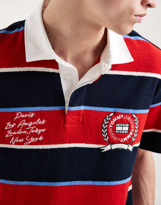 Tommy Jeans - Polo comoda rossa a righe, 5 di 5