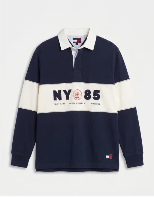Tommy Jeans - Polo de rugby décontracté à empiècements - Bleu marine, 6 de 7