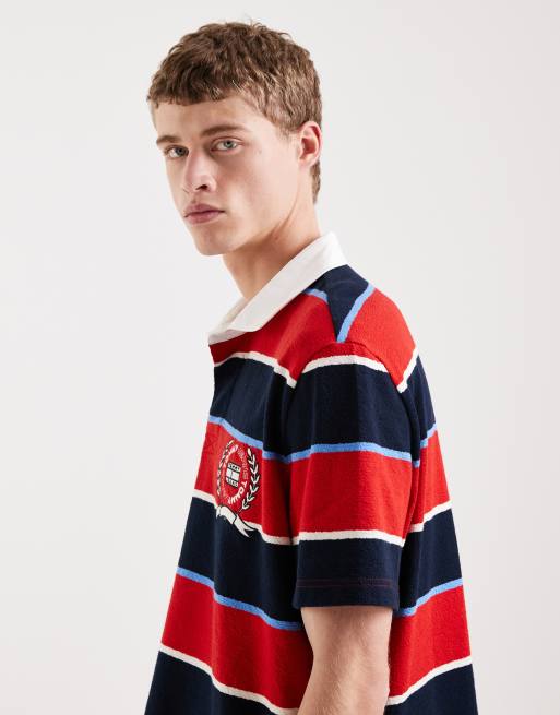Tommy Jeans - Polo décontracté à rayures - Rouge, 4 de 5