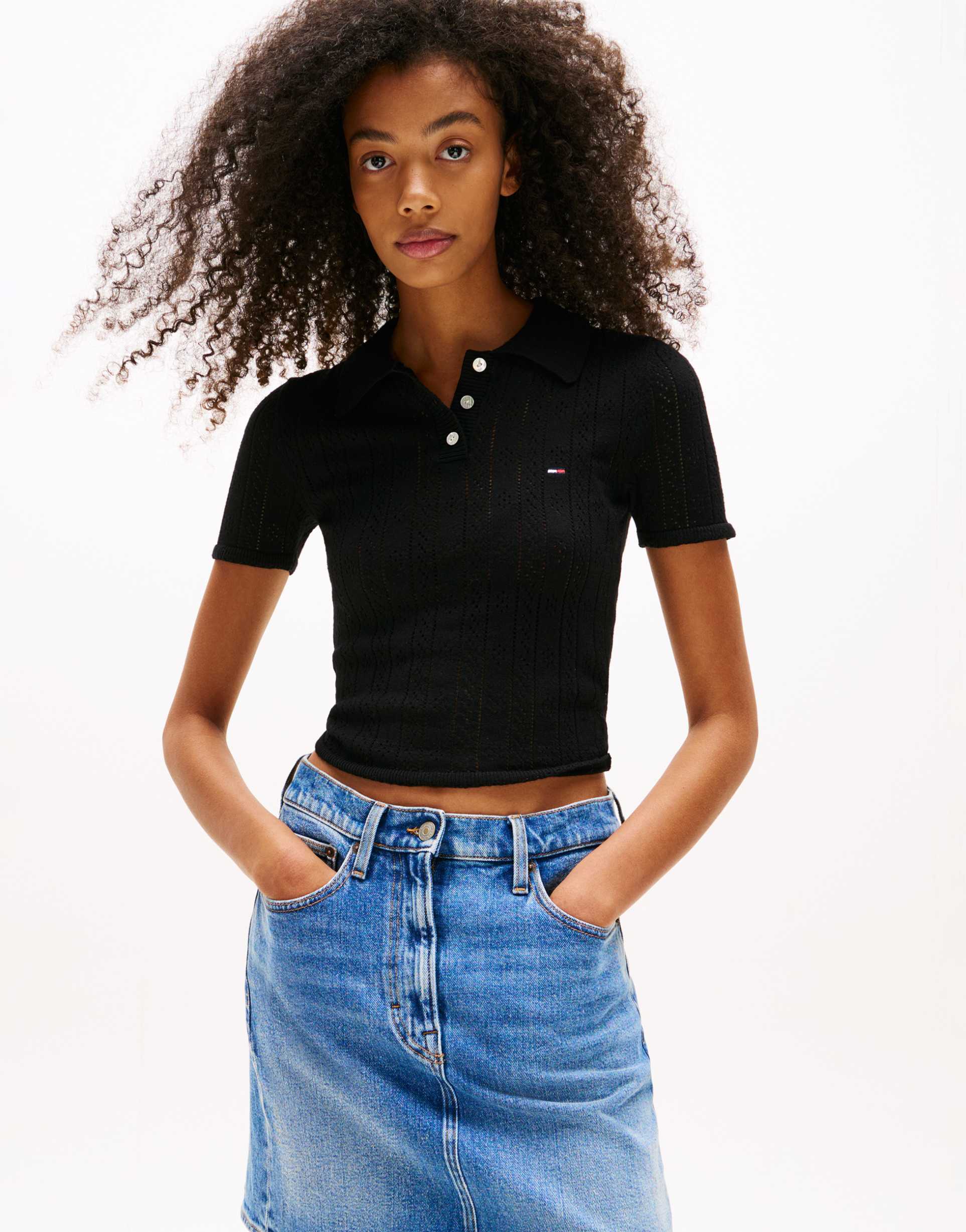 tommy jeans polo shirt in black