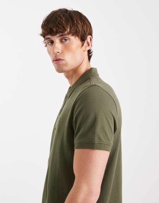 Tommy Jeans - Polo slim a maniche corte verde scuro con abbottonatura , 4 di 5