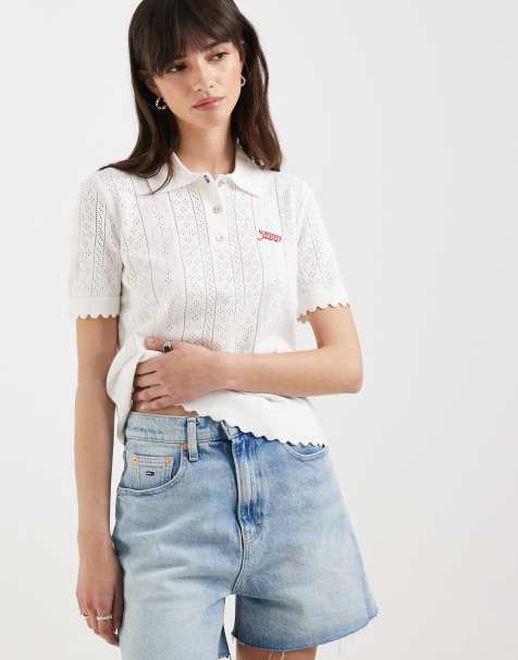 Tommy Jeans - Polo traforata bianca - view 1
