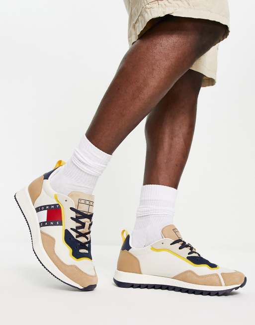 Tommy Jeans polyester colour block cleated trainers - WHITE