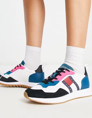 Tommy Jeans polyester flag logo colourblock trainers in multi - ASOS Price Checker