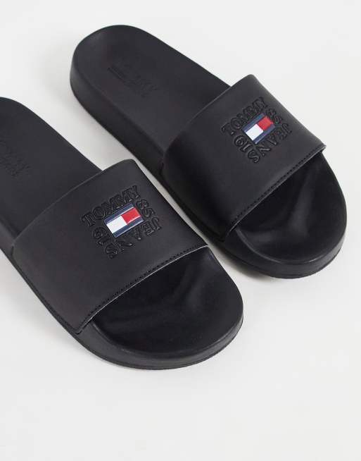 Black tommy hilfiger sliders new arrivals