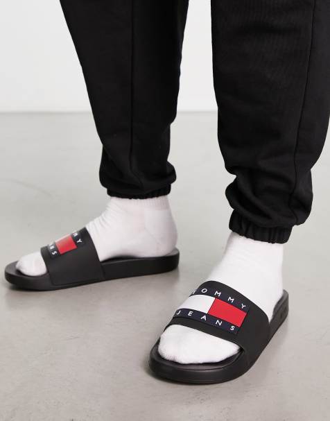 Tommy Jeans – Pool-Slider in Blau mit Flaggenlogo - view 1