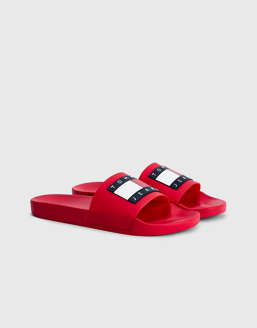 Tommy Jeans pool sliders in red