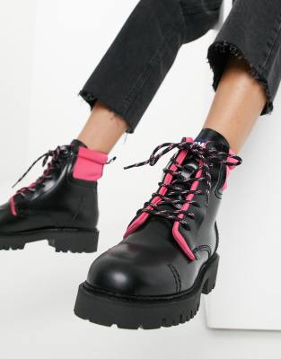 Tommy Jeans Pop colour lace up boot in black | ASOS