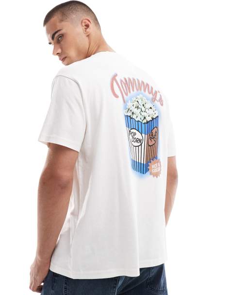Tommy Jeans popcorn back print graphic t-shirt in off white - view 1