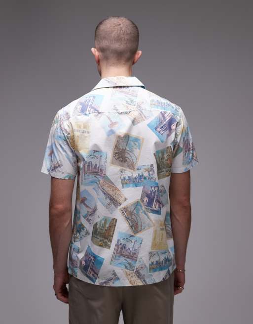 Tommy Jeans – Popeline-Freizeithemd mit bunten Postkarten-Prints, 3 von 4