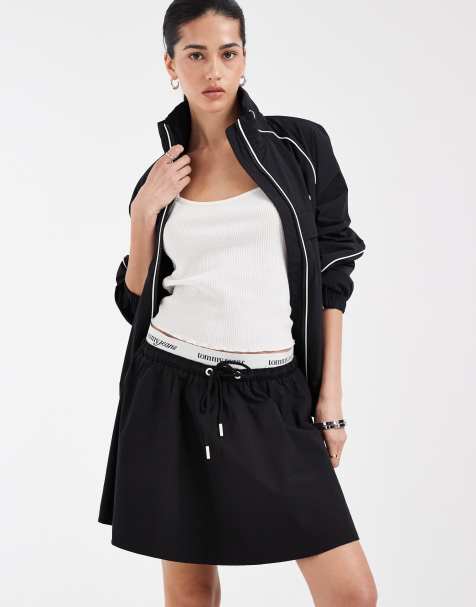 Tommy Jeans poplin mini skirt with logo waistband in black - part of a set - view 1