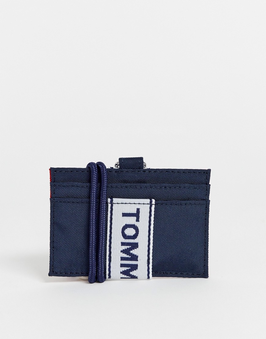 Tommy Jeans - Portacarte blu navy con fettuccia con logo