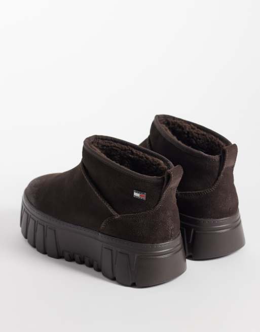 Tommy Jeans premium suede platform boots in dark brown, 4 of 4