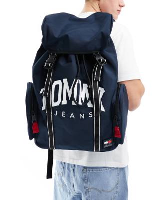 Sac à dos style vintage en toile et cuir bleu marine | En stock