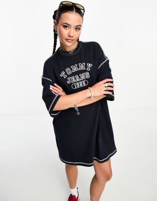 Tommy Jeans preppy t-shirt dress in black