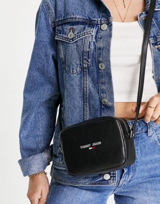Tommy Jeans pu crossover body bag in black