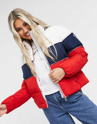 tommy jeans jeans colour block padded jacket
