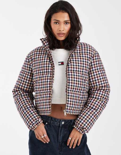 Tommy Jeans Pufferjacke mit Flag-Logo, Cropped, mit Reißverschluss, kariert, 3 von 4