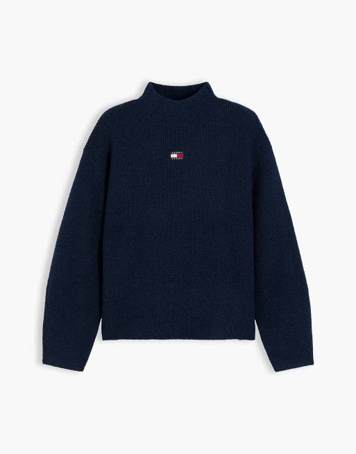 Tommy Jeans Pull à col montant avec badge Tommy en alpaga bleu foncé, 5 de 6