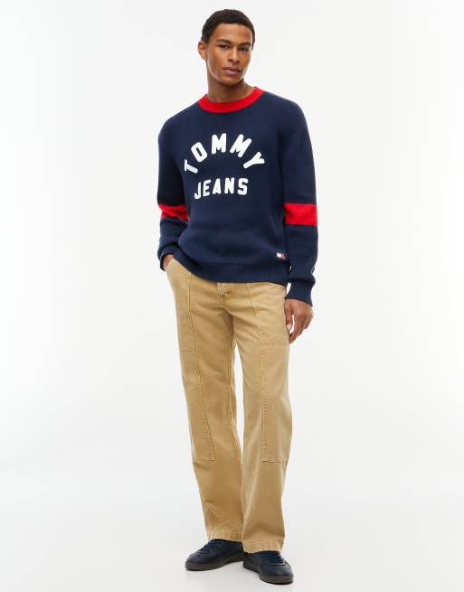 Tommy Jeans pull classique avec logo appliqué en bleu foncé, 2 de 6