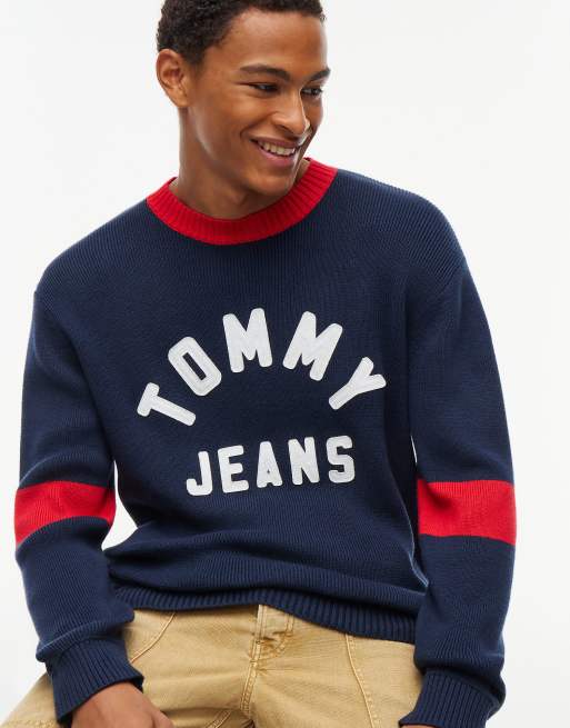 Tommy Jeans pull classique avec logo appliqué en bleu foncé, 3 de 6
