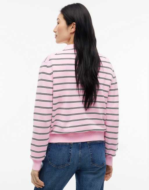 Tommy Jeans pull coupe carrée à col rond en rose sugar / rayures, 4 de 6