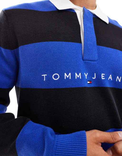 Tommy Jeans - Pull de rugby rayé - Bleu et noir, 3 de 4