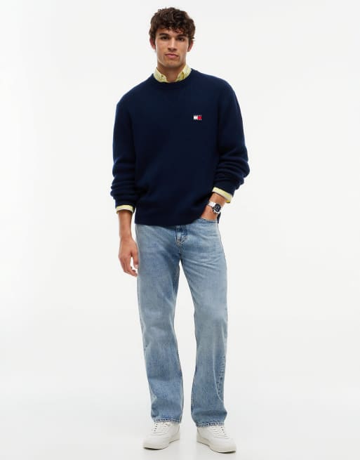 Tommy Jeans pull en mélange de laine avec alpaga en bleu foncé, 2 de 6