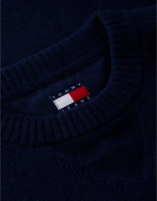 Tommy Jeans pull en mélange de laine avec alpaga en bleu foncé, 6 de 6