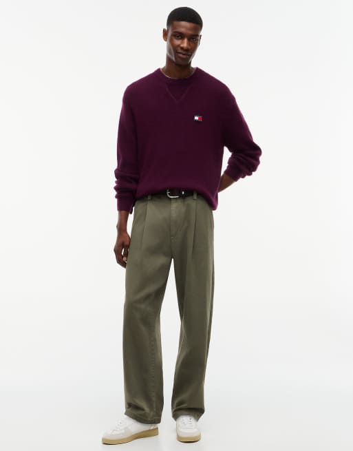 Tommy Jeans pull en mélange de laine avec alpaga en calypso berry, 2 de 6