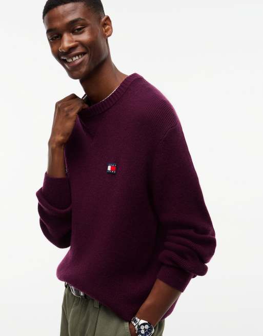 Tommy Jeans pull en mélange de laine avec alpaga en calypso berry, 3 de 6