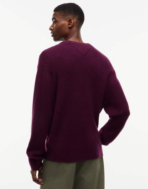 Tommy Jeans pull en mélange de laine avec alpaga en calypso berry, 4 de 6