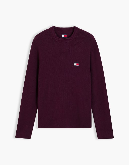 Tommy Jeans pull en mélange de laine avec alpaga en calypso berry, 5 de 6