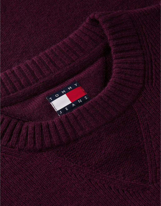 Tommy Jeans pull en mélange de laine avec alpaga en calypso berry, 6 de 6