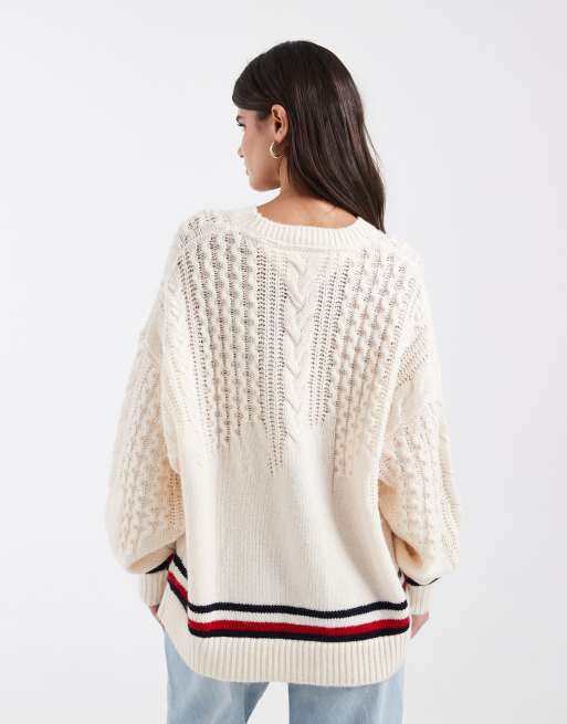 Tommy Jeans pull oversize en laine crème, 4 de 4