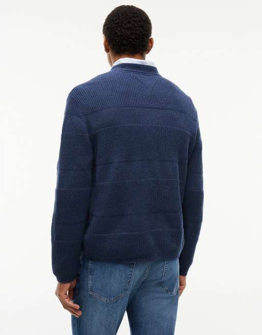 Tommy Jeans pull texturé à badge Tommy bleu marine chiné, 4 de 6
