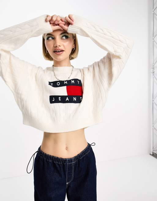 Tommy Jeans – Pullover aus Strick in Weiß mit Boxy-Schnitt, 4 von 4