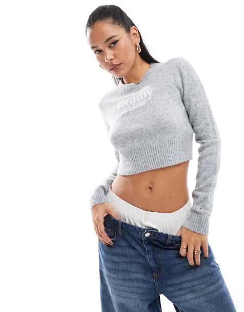 Tommy Jeans – Pullover in Heidegrau mit Retro-Schriftzug - view 1
